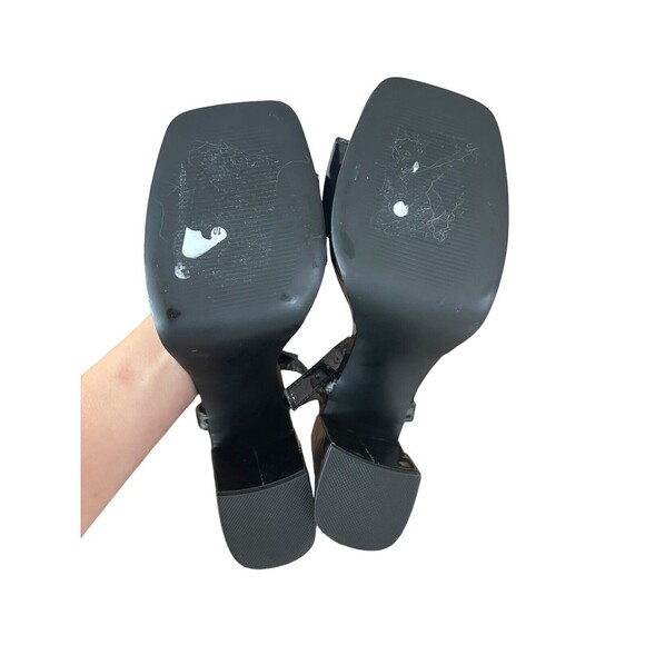 Steve Madden Black Patent Leather Platform Chunky Heel Sandals Women 10 Gothic - Picture 5 of 5